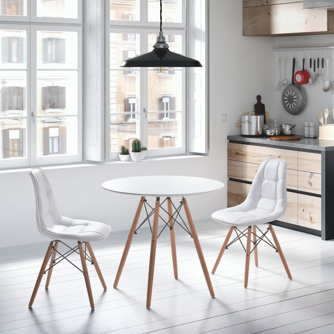 Mesa de cocina redonda fija de madera – mate cocinas