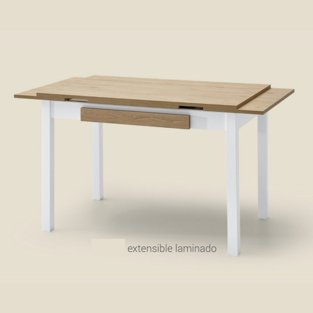 Mesa de cocina estructura blanca extensible 110x70 cm - Disfrutatuhogar