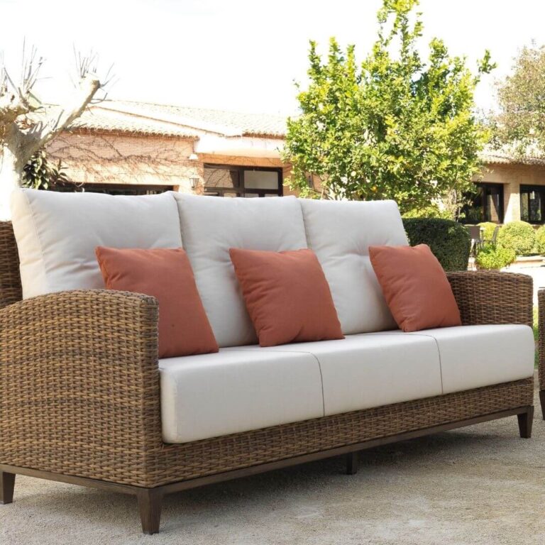 Sofá de jardín de 3 plazas con mesita auxiliar para jardín