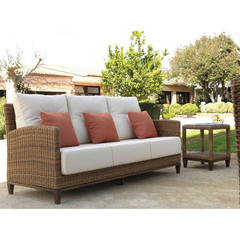 Sofá de jardín de 3 plazas con mesita auxiliar para jardín